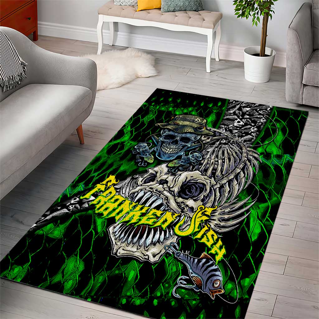 Franken Fish Area Rug Skull Fishing Green - Wonder Print Shop