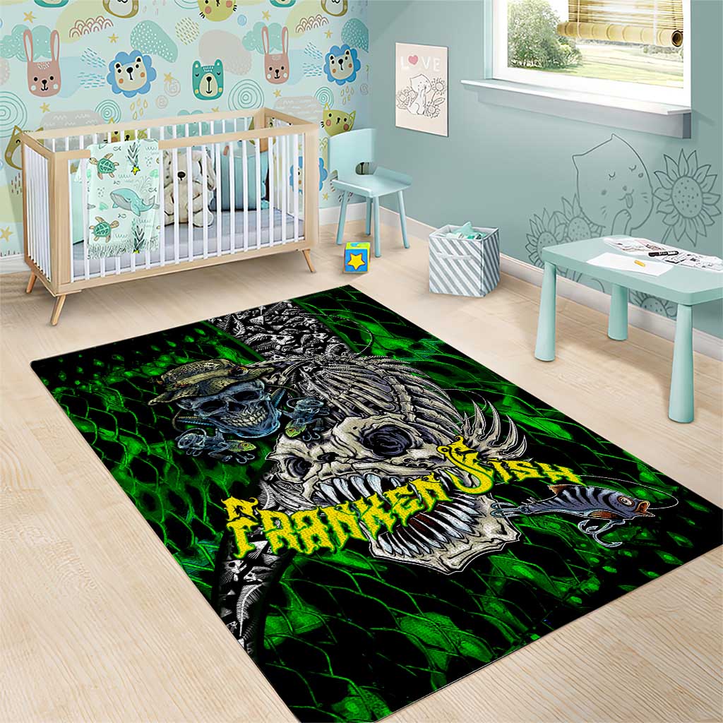 Franken Fish Area Rug Skull Fishing Green - Wonder Print Shop