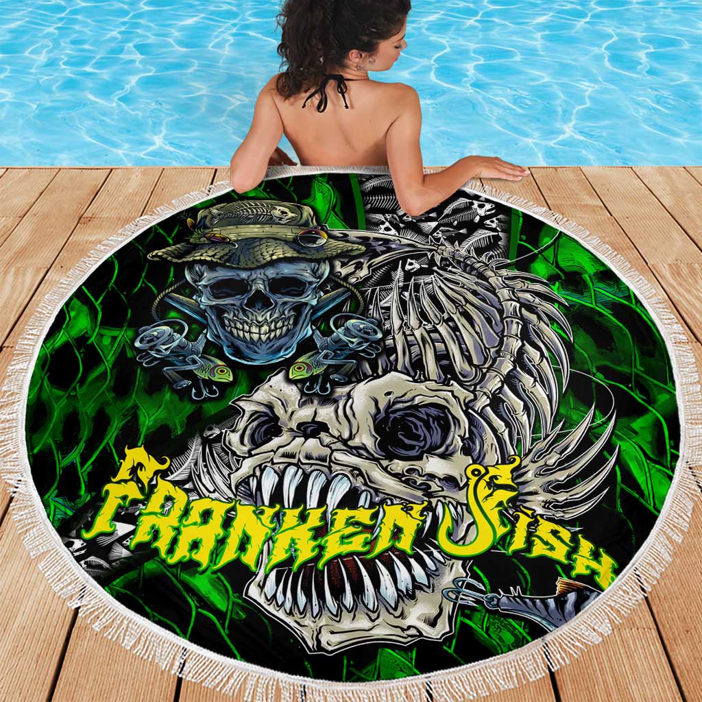 Franken Fish Beach Blanket Skull Fishing Green - Wonder Print Shop