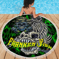 Franken Fish Beach Blanket Skull Fishing Green - Wonder Print Shop