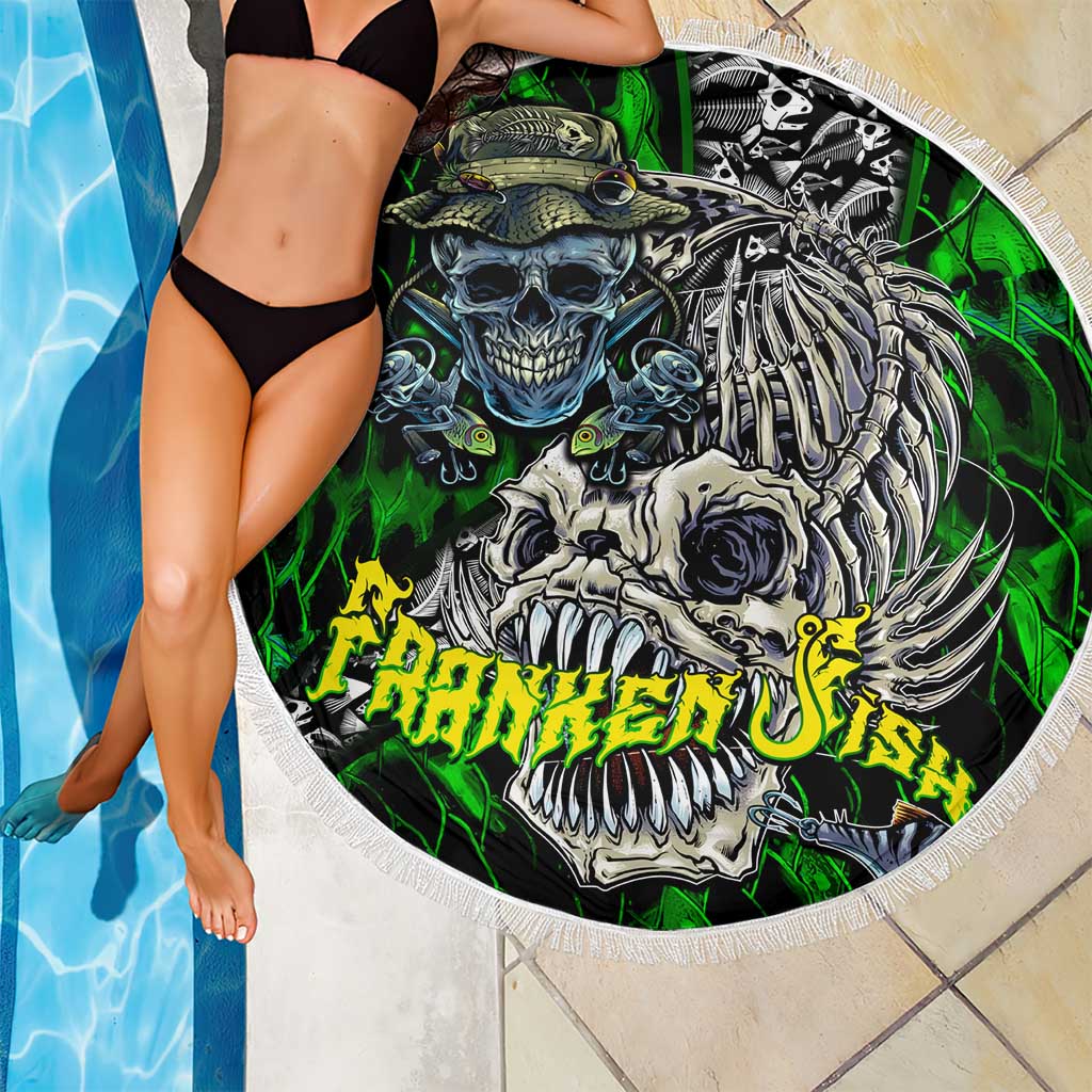 Franken Fish Beach Blanket Skull Fishing Green - Wonder Print Shop