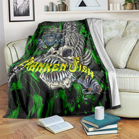 Franken Fish Blanket Skull Fishing Green