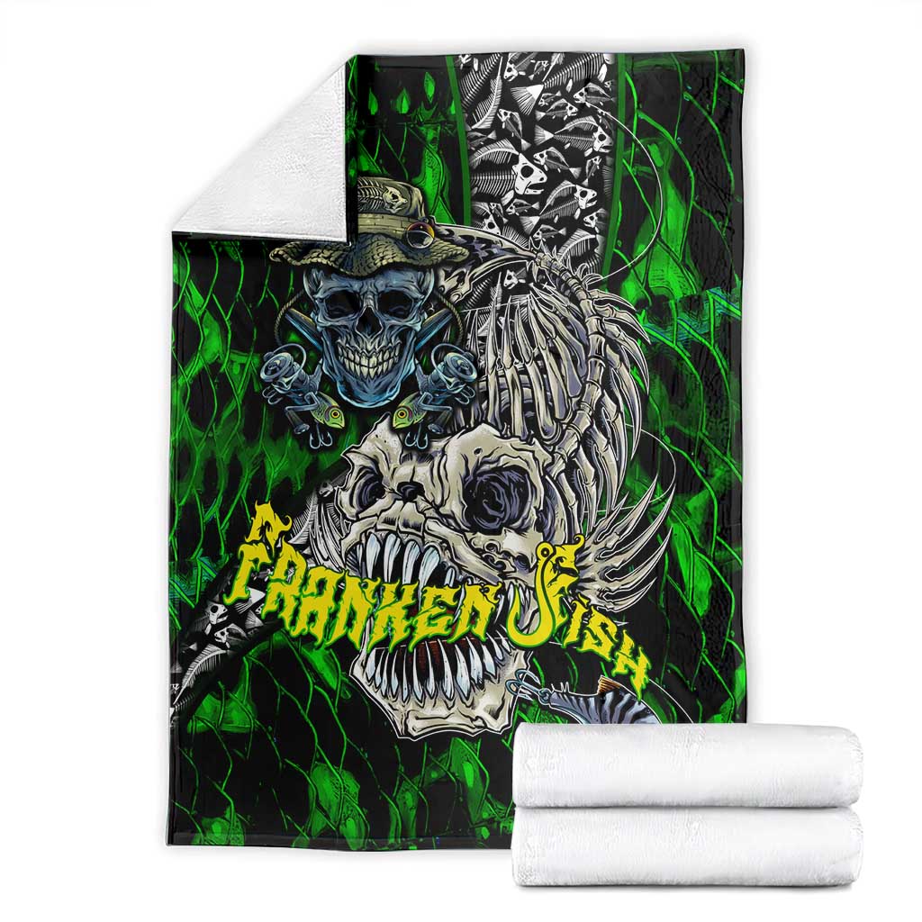 Franken Fish Blanket Skull Fishing Green