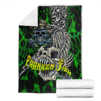 Franken Fish Blanket Skull Fishing Green