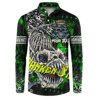 Personalized Franken Fish Button Sweatshirt Skull Fishing Green - Wonder Print Shop