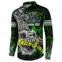 Personalized Franken Fish Button Sweatshirt Skull Fishing Green - Wonder Print Shop