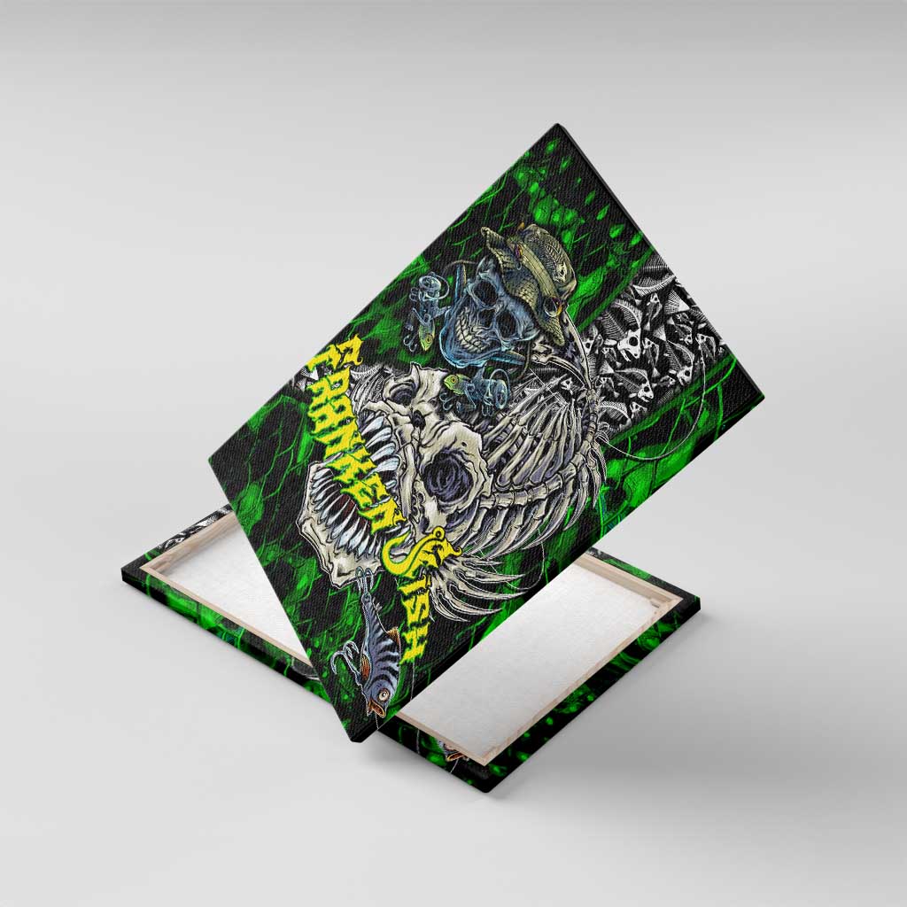 Franken Fish Canvas Wall Art Skull Fishing Green - Wonder Print Shop