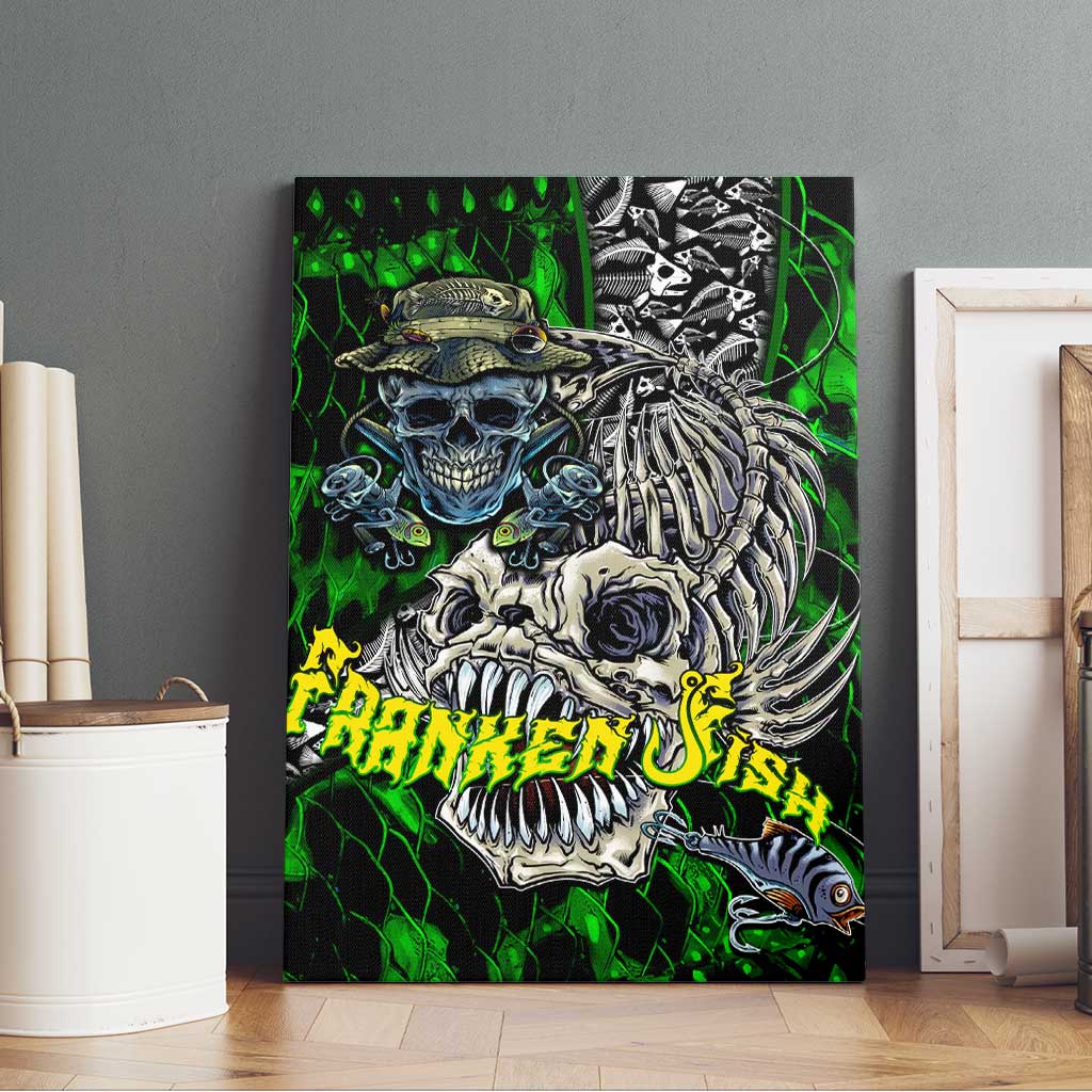 Franken Fish Canvas Wall Art Skull Fishing Green - Wonder Print Shop