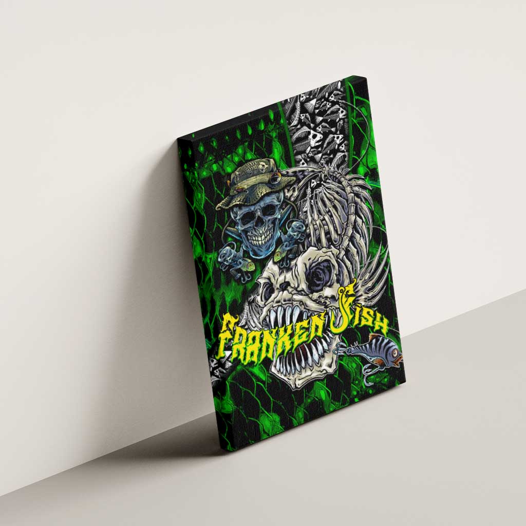 Franken Fish Canvas Wall Art Skull Fishing Green - Wonder Print Shop