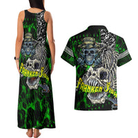 Personalized Franken Fish Couples Matching Tank Maxi Dress and Hawaiian Shirt Skull Fishing Green - Wonder Print Shop
