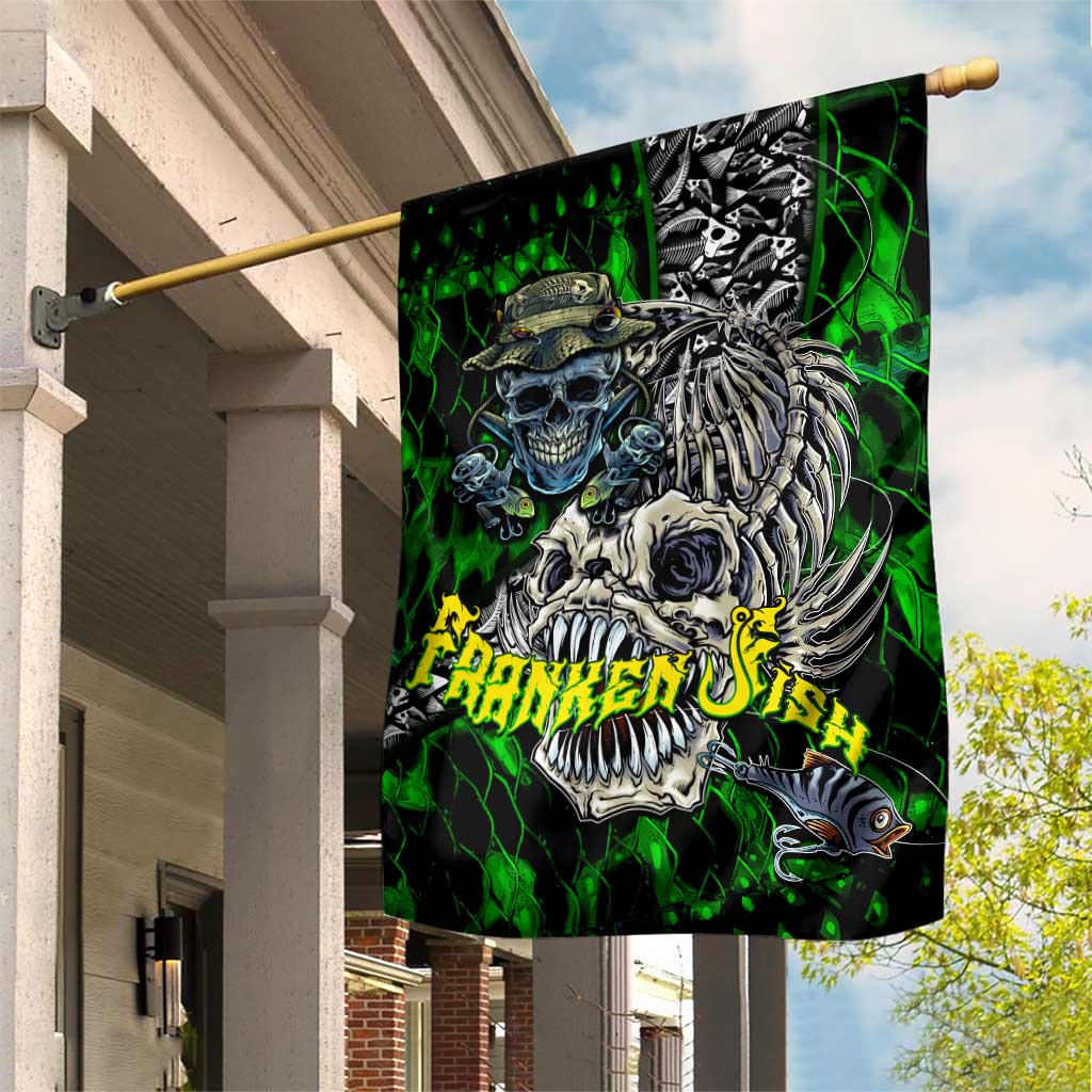 Franken Fish Garden Flag Skull Fishing Green - Wonder Print Shop