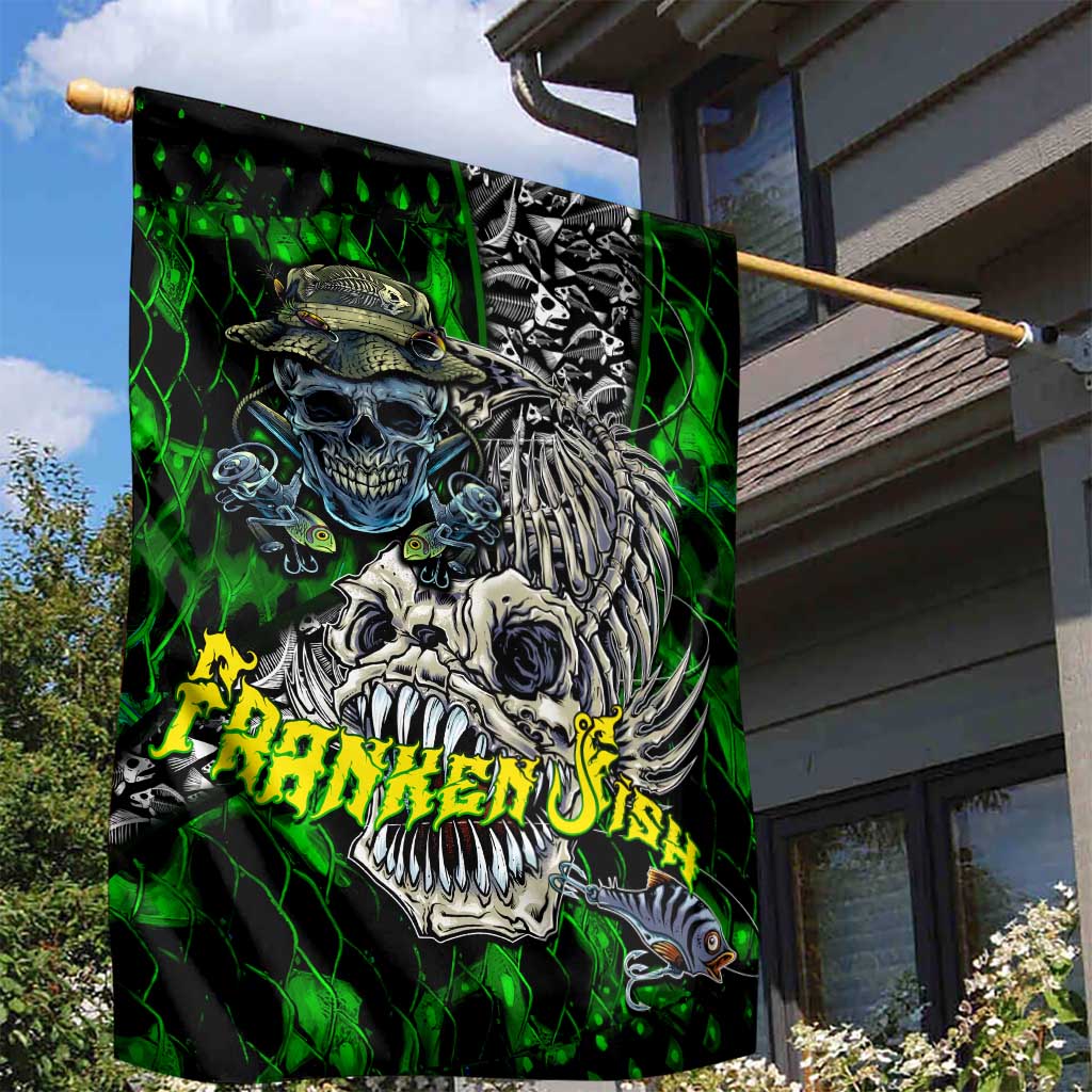 Franken Fish Garden Flag Skull Fishing Green - Wonder Print Shop