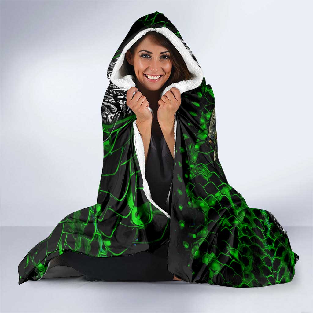 Franken Fish Hooded Blanket Skull Fishing Green