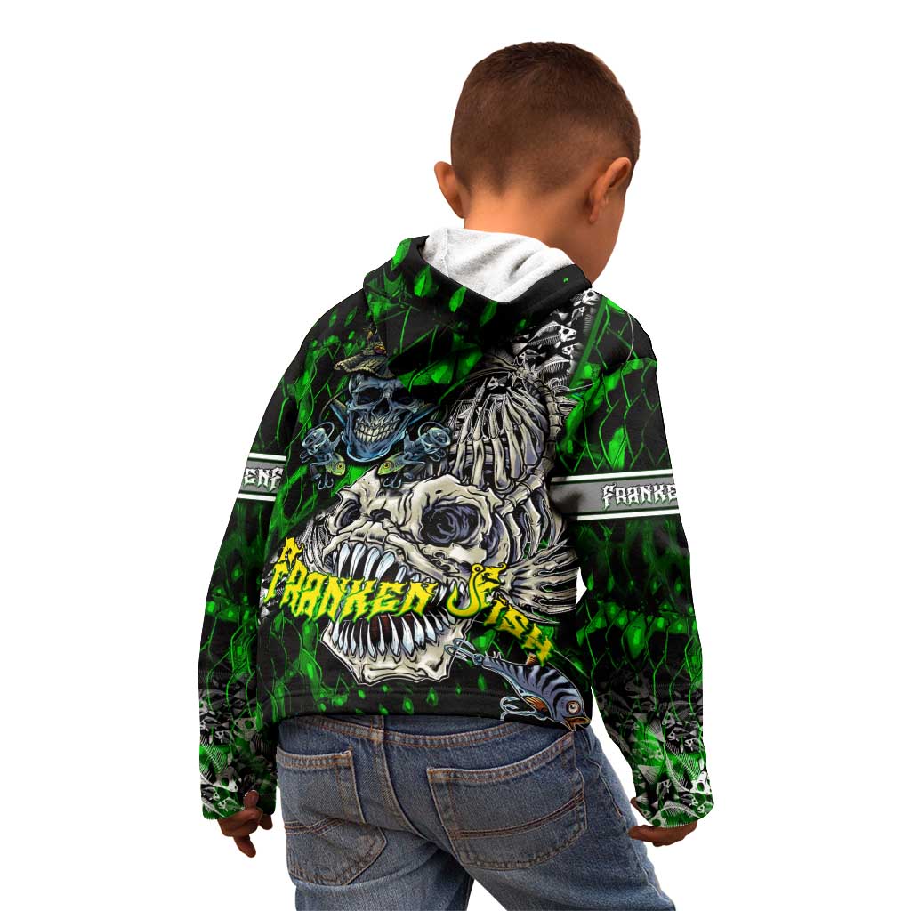 Personalized Franken Fish Kid Hoodie Skull Fishing Green - Wonder Print Shop