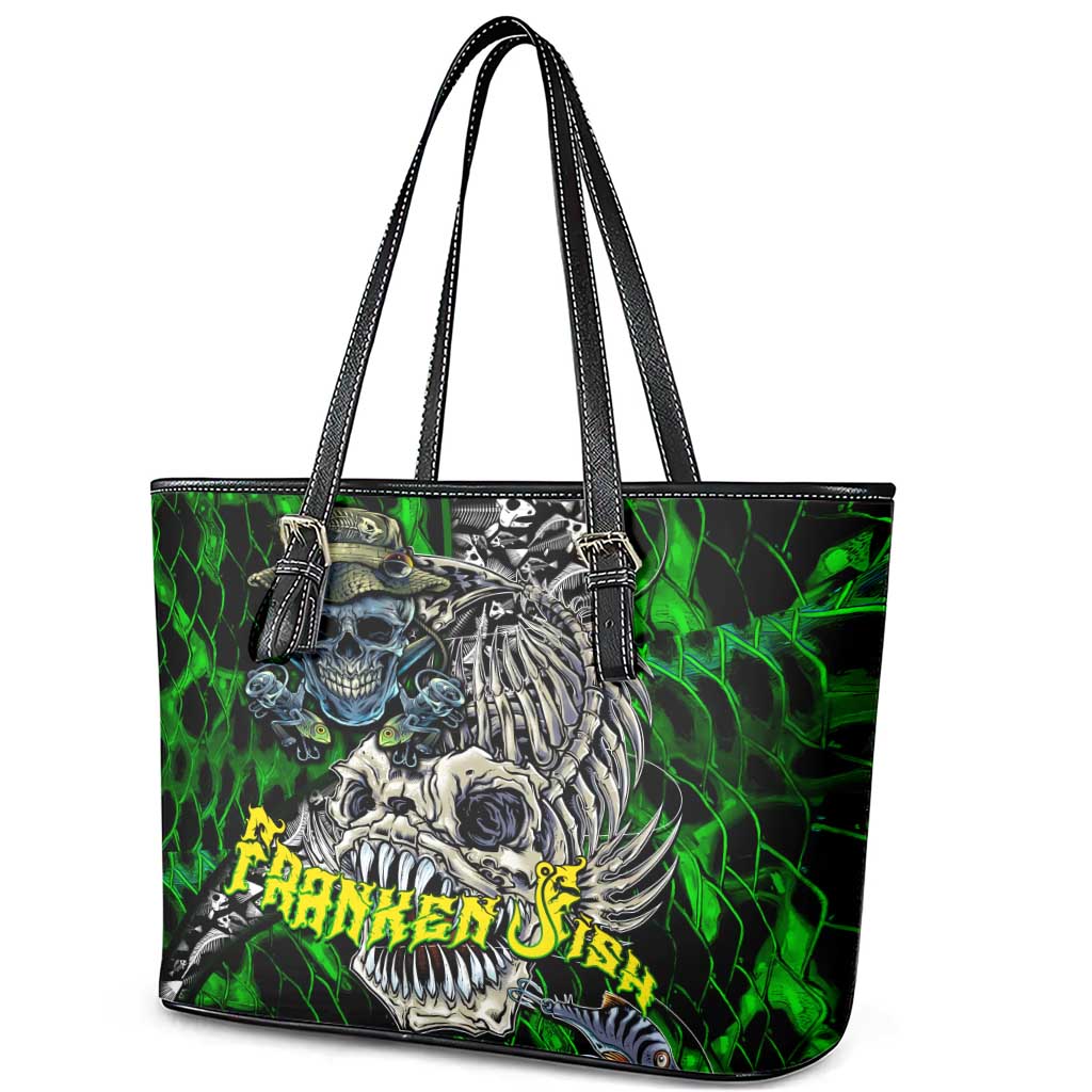 Franken Fish Leather Tote Bag Skull Fishing Green - Wonder Print Shop