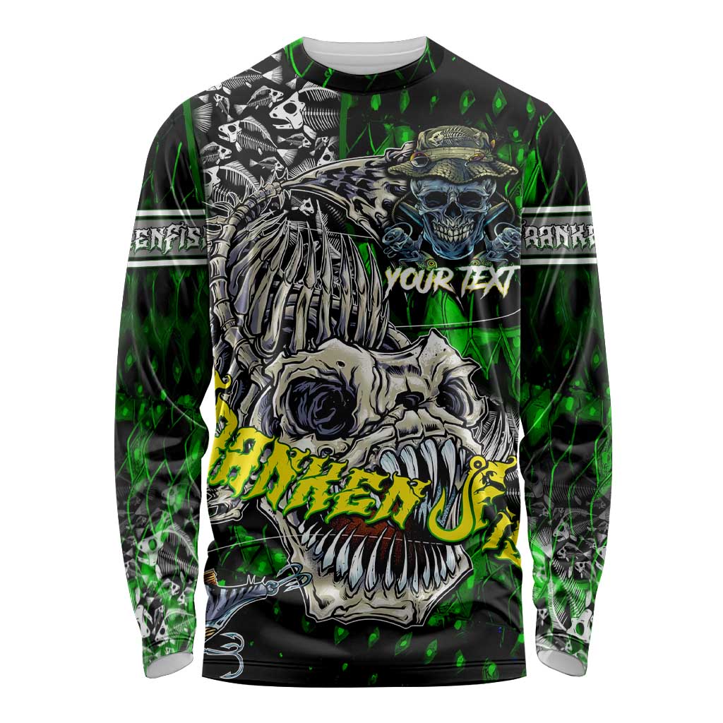 Personalized Franken Fish Long Sleeve Shirt Skull Fishing Green - Wonder Print Shop