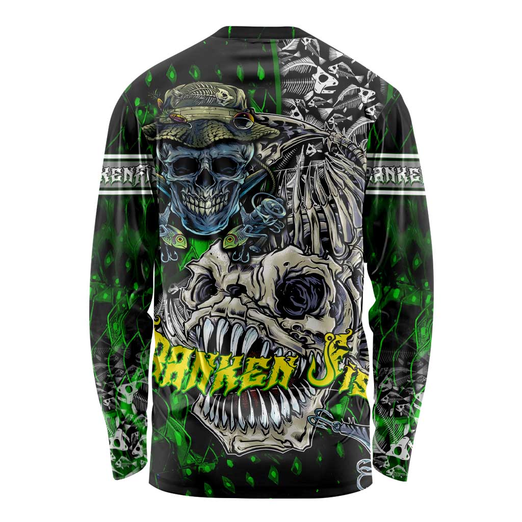 Personalized Franken Fish Long Sleeve Shirt Skull Fishing Green - Wonder Print Shop