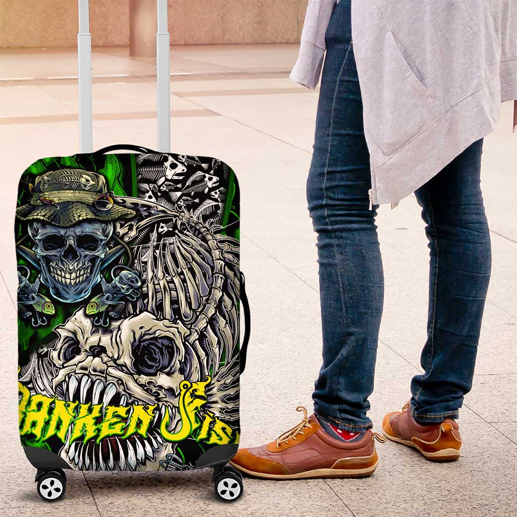 Franken Fish Luggage Cover Skull Fishing Green - Wonder Print Shop