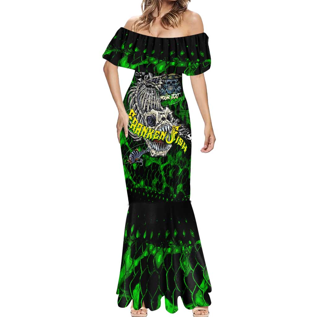 Personalized Franken Fish Mermaid Dress Skull Fishing Green - Wonder Print Shop