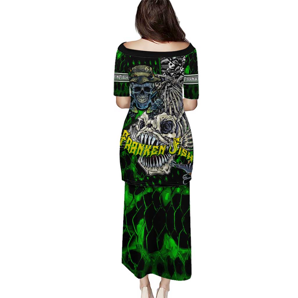 Personalized Franken Fish Puletasi Skull Fishing Green - Wonder Print Shop