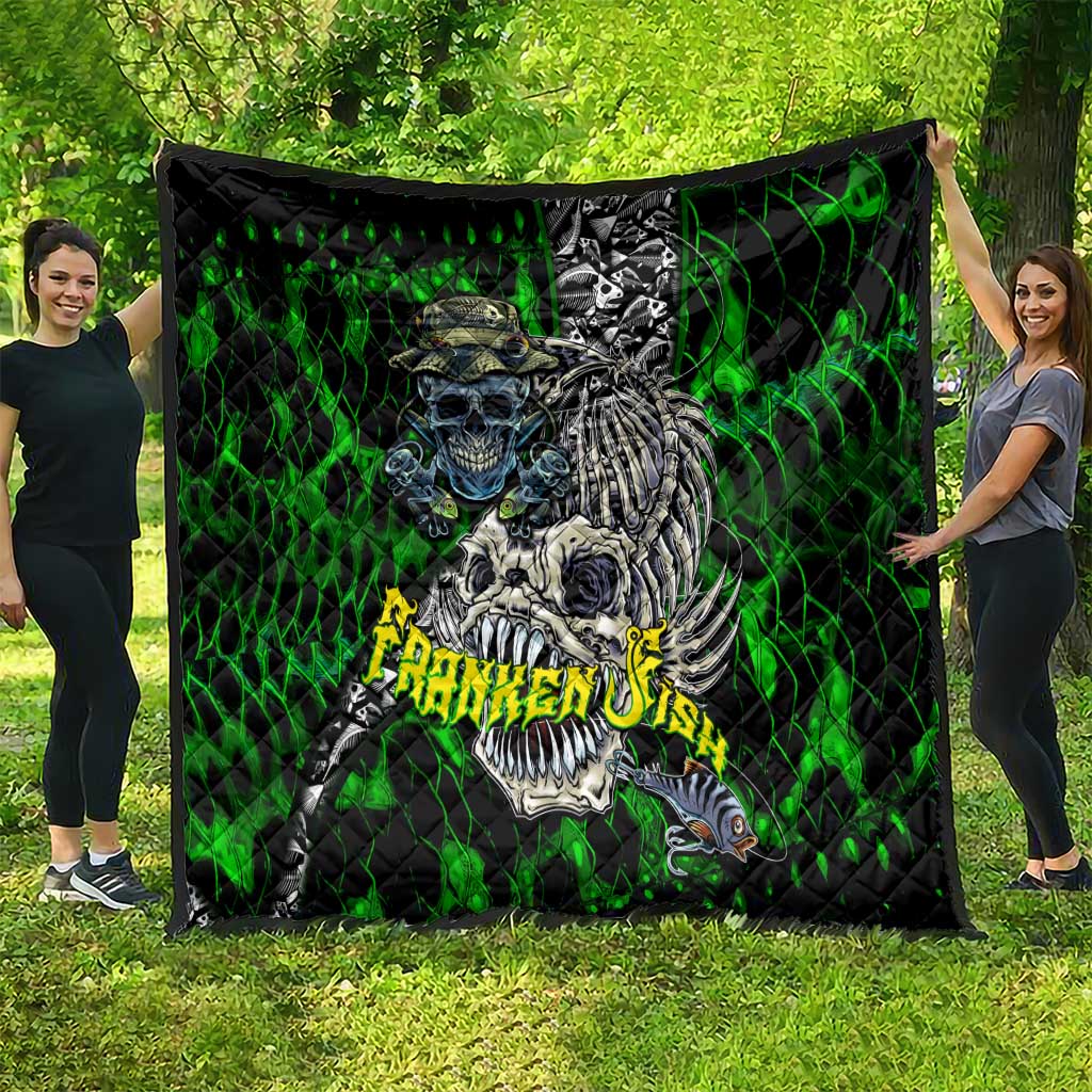 Franken Fish Quilt Skull Fishing Green - Wonder Print Shop