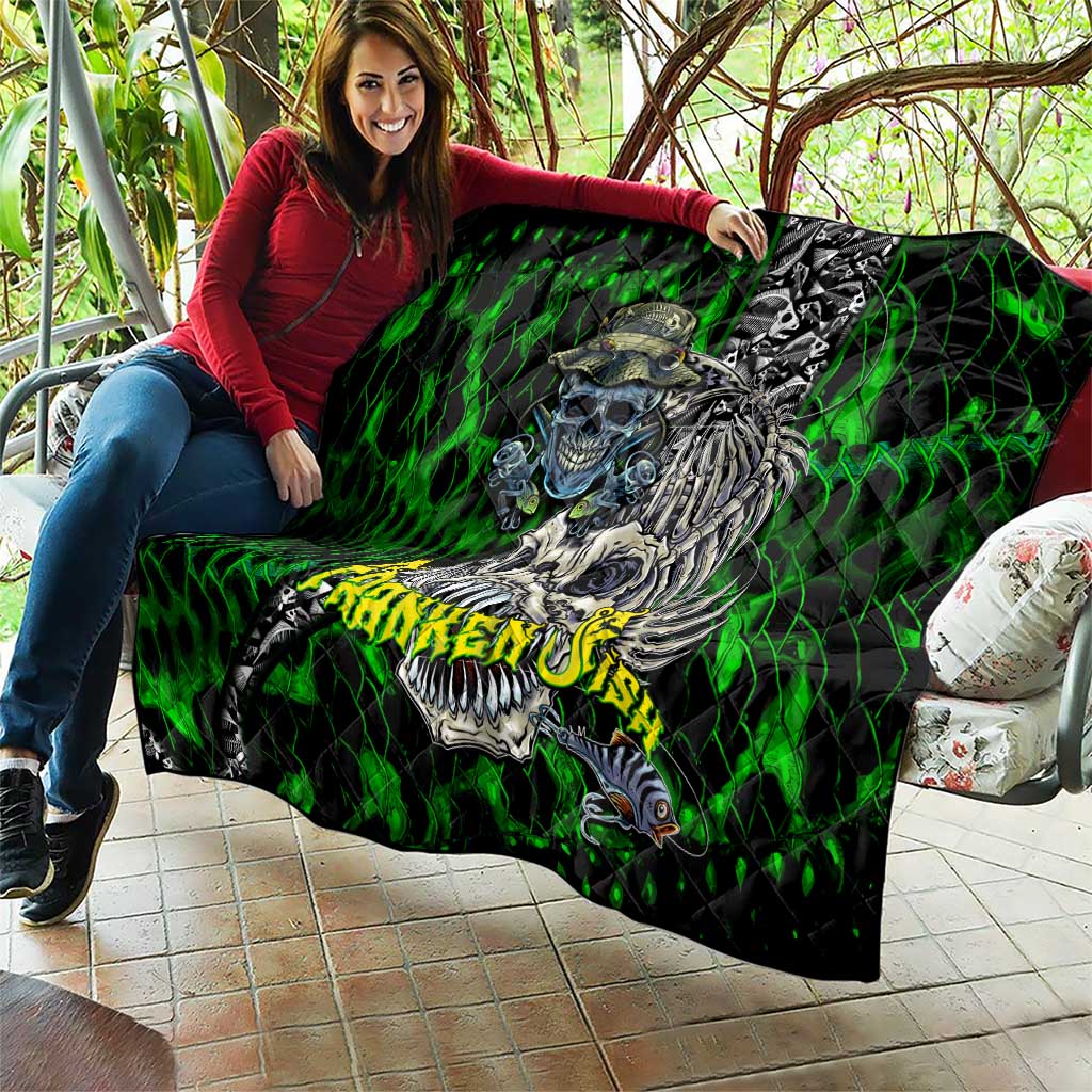 Franken Fish Quilt Skull Fishing Green - Wonder Print Shop