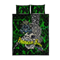 Franken Fish Quilt Bed Set Skull Fishing Green - Wonder Print Shop