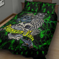 Franken Fish Quilt Bed Set Skull Fishing Green - Wonder Print Shop