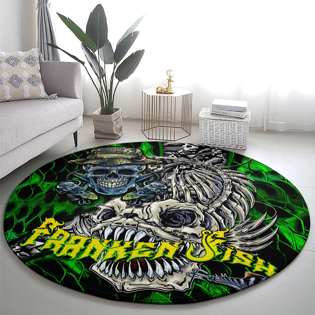 Franken Fish Round Carpet Skull Fishing Green