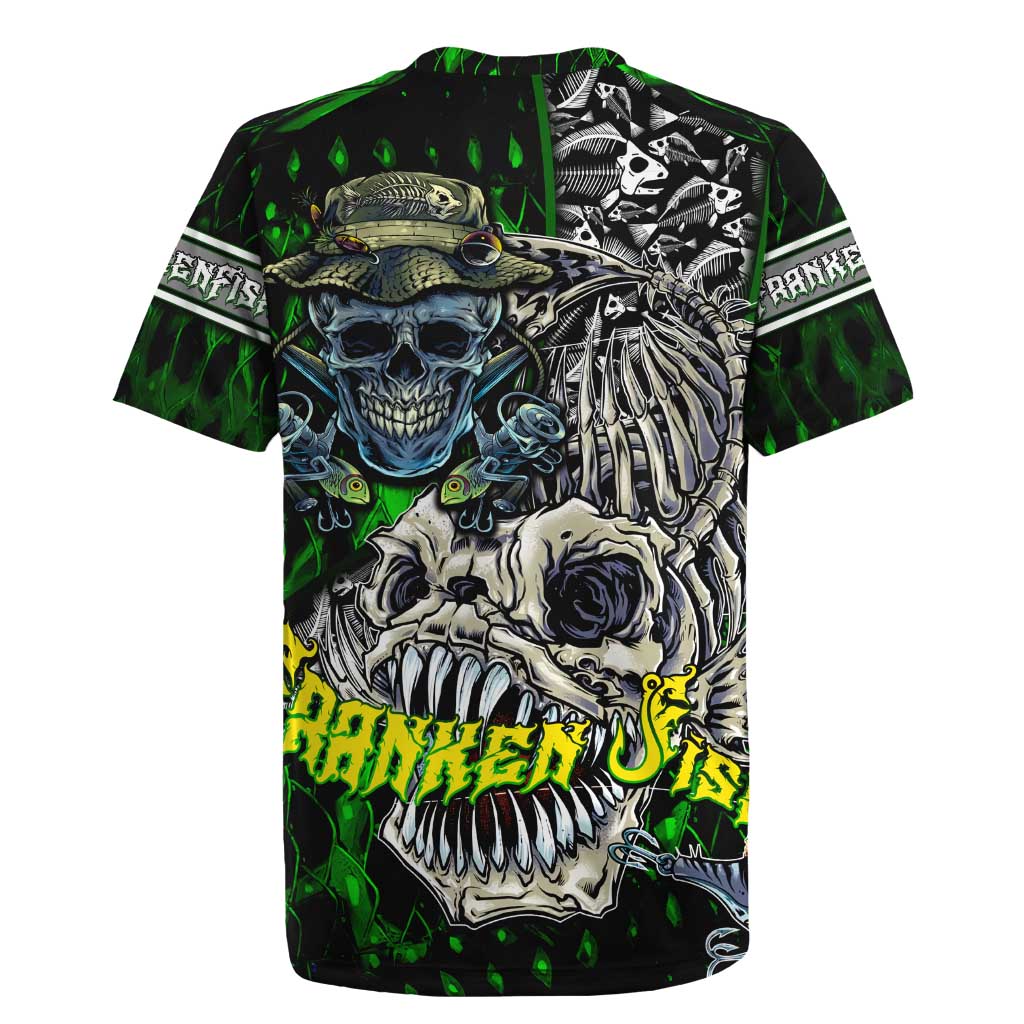 Personalized Franken Fish Rugby Jersey Skull Fishing Green - Wonder Print Shop