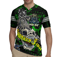 Personalized Franken Fish Rugby Jersey Skull Fishing Green - Wonder Print Shop