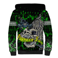 Personalized Franken Fish Sherpa Hoodie Skull Fishing Green - Wonder Print Shop