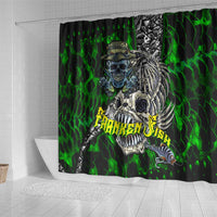 Franken Fish Shower Curtain Skull Fishing Green