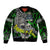 Personalized Franken Fish Sleeve Zip Bomber Jacket Skull Fishing Green - Wonder Print Shop