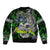 Personalized Franken Fish Sleeve Zip Bomber Jacket Skull Fishing Green - Wonder Print Shop