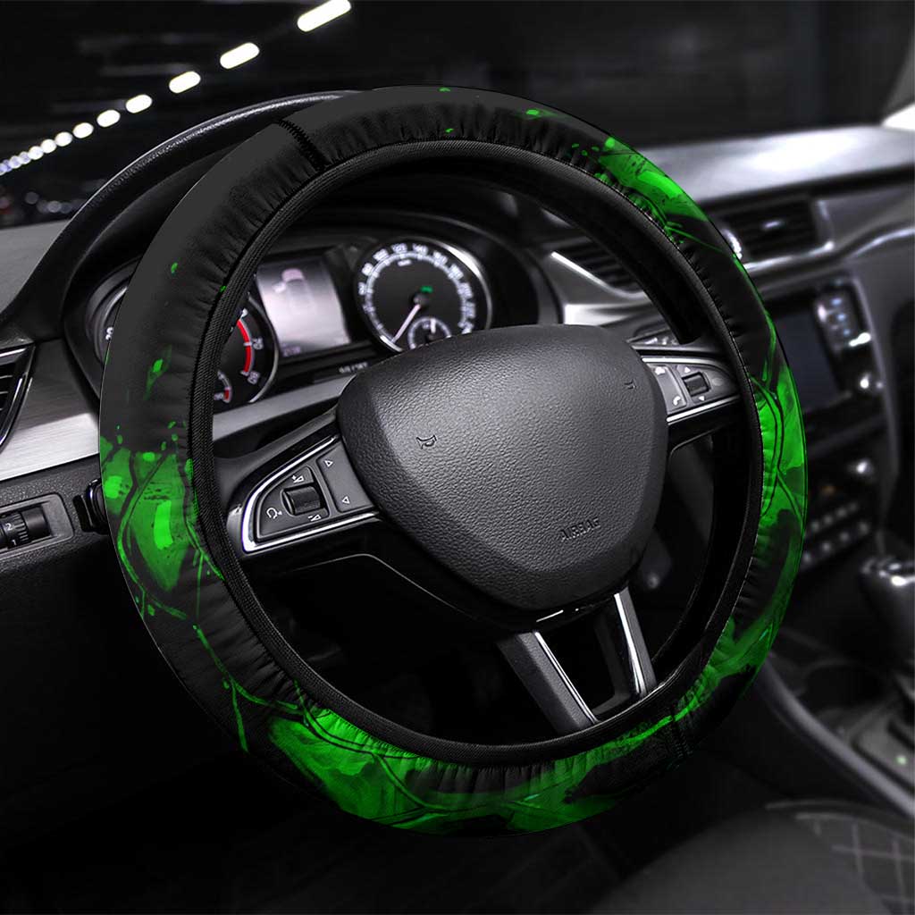 Franken Fish Steering Wheel Cover Skull Fishing Green - Wonder Print Shop