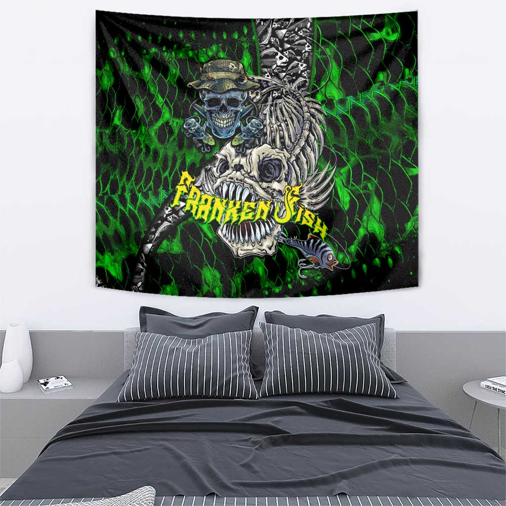Franken Fish Tapestry Skull Fishing Green - Wonder Print Shop