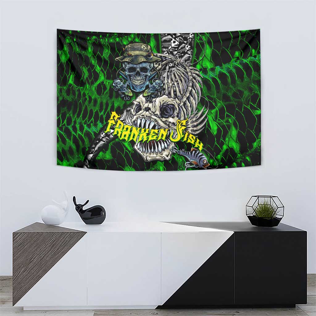 Franken Fish Tapestry Skull Fishing Green - Wonder Print Shop