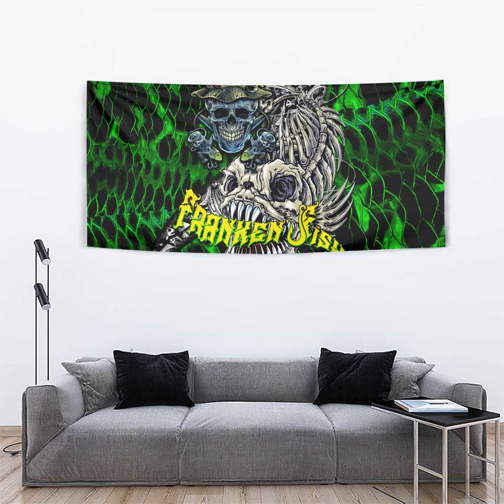 Franken Fish Tapestry Skull Fishing Green - Wonder Print Shop