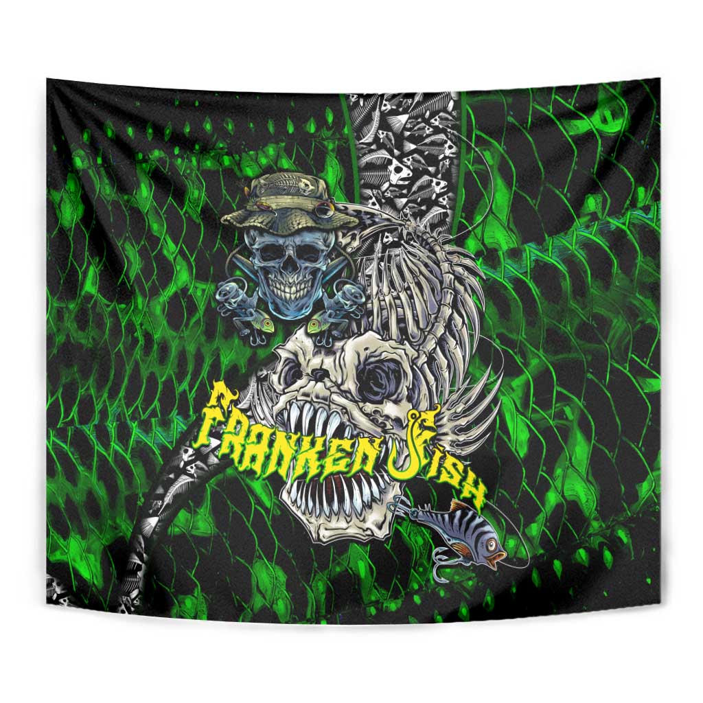 Franken Fish Tapestry Skull Fishing Green - Wonder Print Shop