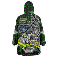 Personalized Franken Fish Wearable Blanket Hoodie Skull Fishing Green - Wonder Print Shop