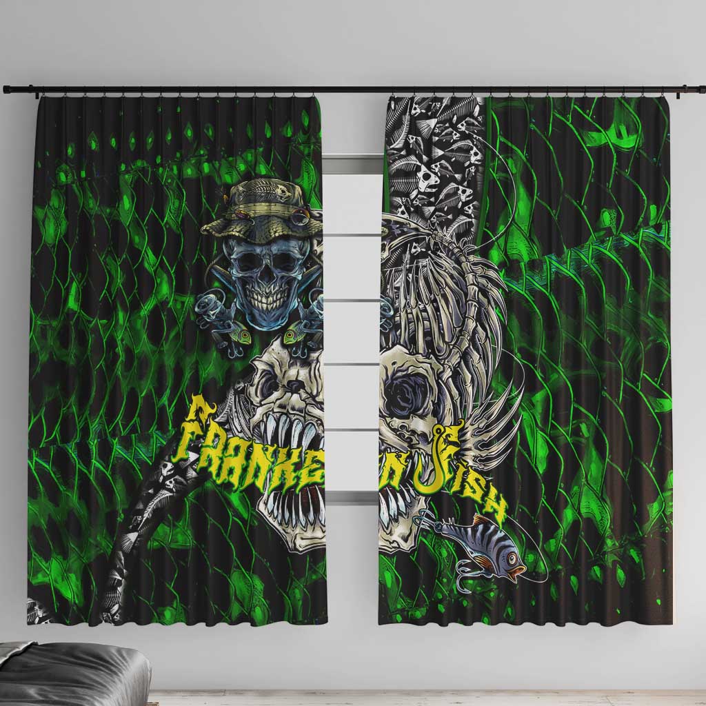 Franken Fish Window Curtain Skull Fishing Green - Wonder Print Shop