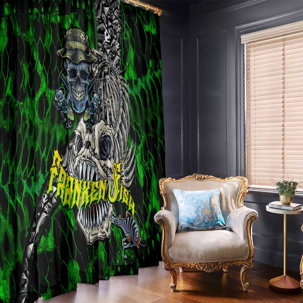 Franken Fish Window Curtain Skull Fishing Green - Wonder Print Shop