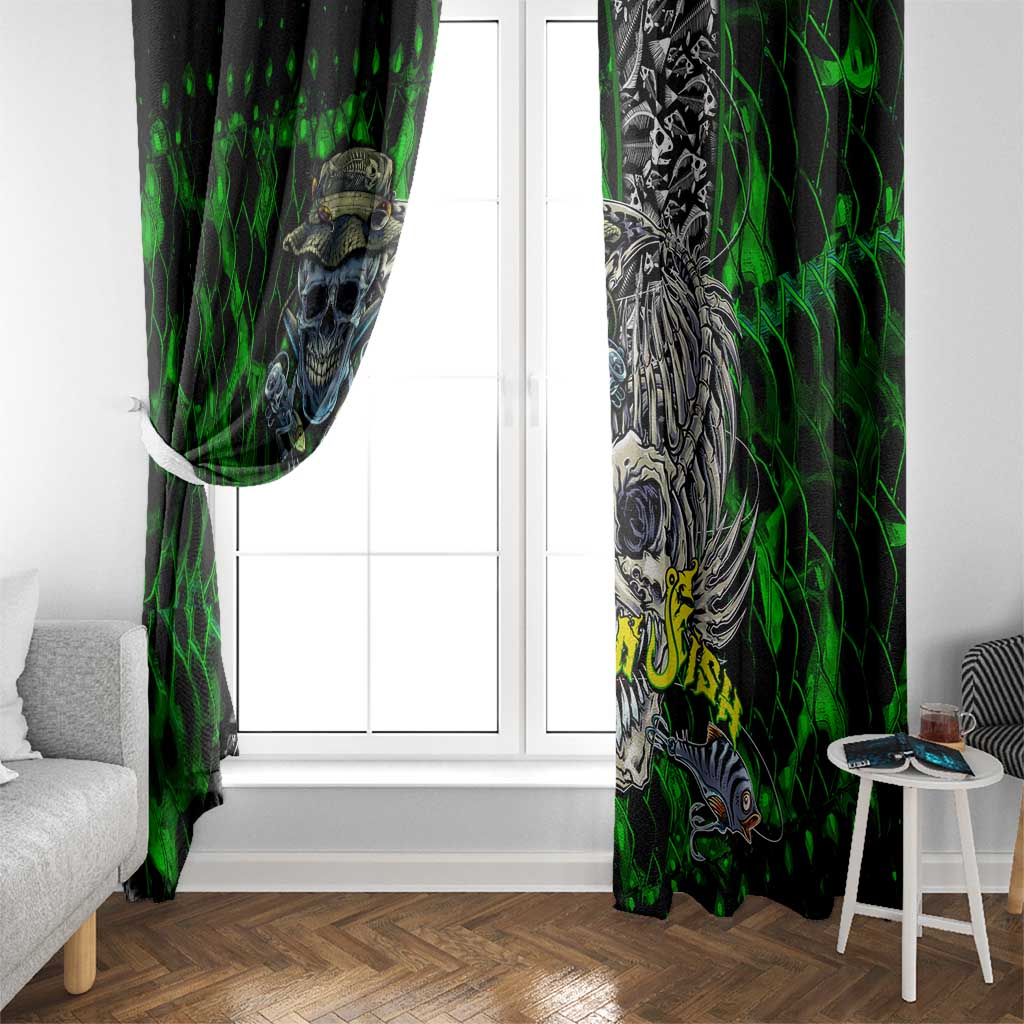 Franken Fish Window Curtain Skull Fishing Green - Wonder Print Shop