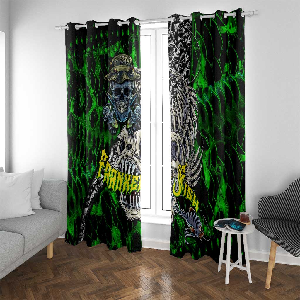 Franken Fish Window Curtain Skull Fishing Green - Wonder Print Shop