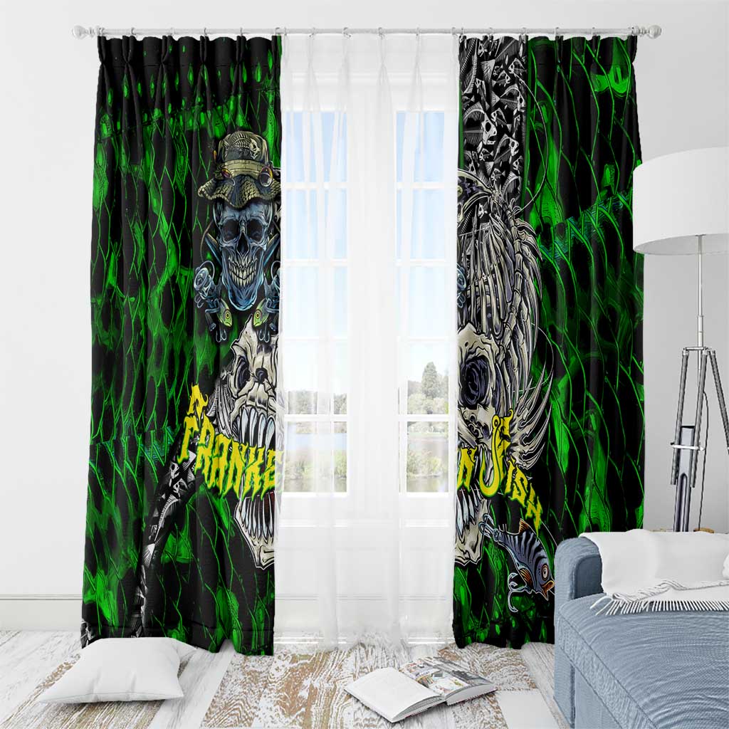 Franken Fish Window Curtain Skull Fishing Green - Wonder Print Shop