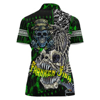 Personalized Franken Fish Women Polo Shirt Skull Fishing Green - Wonder Print Shop