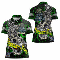 Personalized Franken Fish Women Polo Shirt Skull Fishing Green - Wonder Print Shop