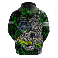 Personalized Franken Fish Zip Hoodie Skull Fishing Green - Wonder Print Shop