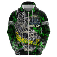 Personalized Franken Fish Zip Hoodie Skull Fishing Green - Wonder Print Shop